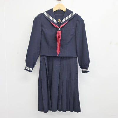 【中古】千葉県 姉崎中学校 女子制服 3点 (セーラー服・ジャンパースカート) sf096556