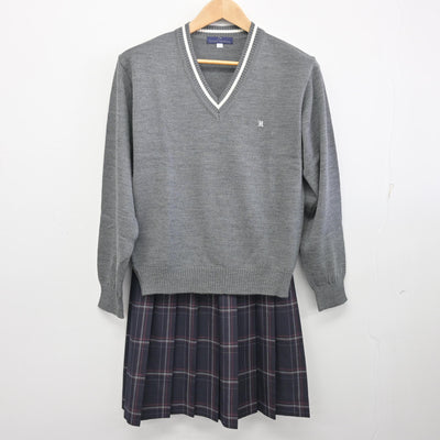【中古】大阪府 大阪府立東高等学校 女子制服 4点 (ブレザー・ニット・スカート) sf096601