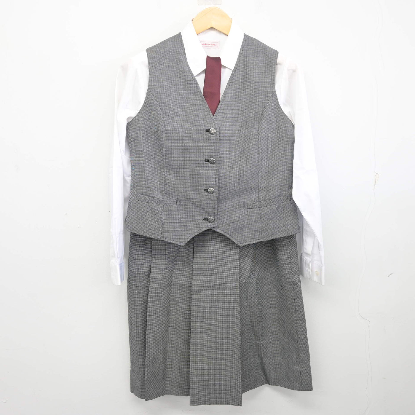 【中古】北海道 札幌市立手稲東中学校 女子制服 5点 (ブレザー・ベスト・シャツ・スカート) sf096613