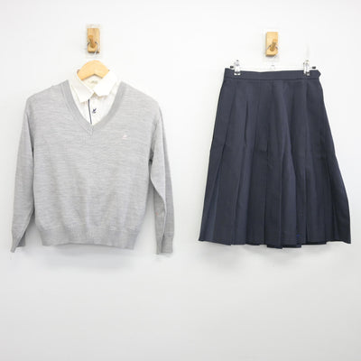 【中古】大阪府 大阪ビジネスフロンティア高等学校 女子制服 3点 (ニット・シャツ・スカート) sf096619