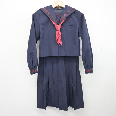 【中古】福岡県 福岡教育大学附属福岡小学校 女子制服 3点 (セーラー服・ジャンパースカート) sf096825