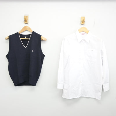 【中古】埼玉県 東野高等学校 女子制服 2点 (ニットベスト・シャツ) sf096910