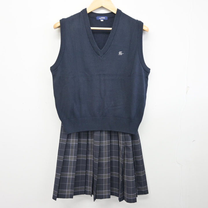 中古】東京都 荏原平塚学園 女子制服 2点 (ニットベスト