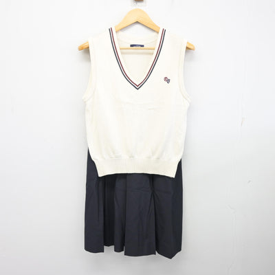 【中古】埼玉県 大宮商業高等学校 女子制服 2点 (ニットベスト・スカート) sf097599