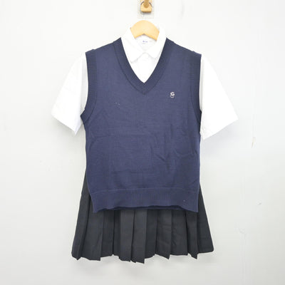【中古】東京都 下北沢成徳高等学校 女子制服 3点 (ニットベスト・シャツ・スカート) sf097606