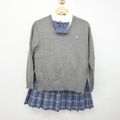 【中古】東京都 下北沢成徳高等学校 女子制服 4点 (ニット・シャツ・スカート) sf097607