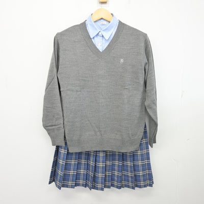 【中古】東京都 下北沢成徳高等学校 女子制服 3点 (ニット・シャツ・スカート) sf097608