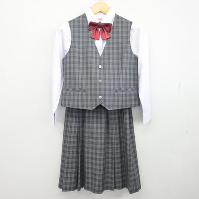 【中古】神奈川県 睦合東中学校 女子制服 5点 (ブレザー・ベスト・シャツ・スカート) sf097633