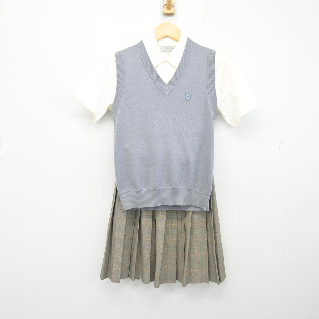 【美品】西南高等学校　ベスト　セーター 中古】福岡県 西南学院高等学校 女子制服 2点 (ニットベスト・シャツ
