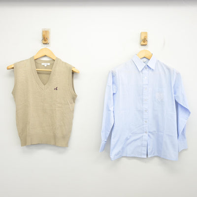 【中古】東京都 愛国中学校・高等学校 女子制服 2点 (ニットベスト・シャツ) sf097690