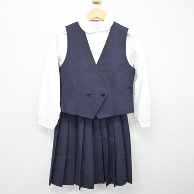 【中古】富山県 富山中部高等学校 女子制服 4点 (ブレザー・ベスト・シャツ・スカート) sf097693