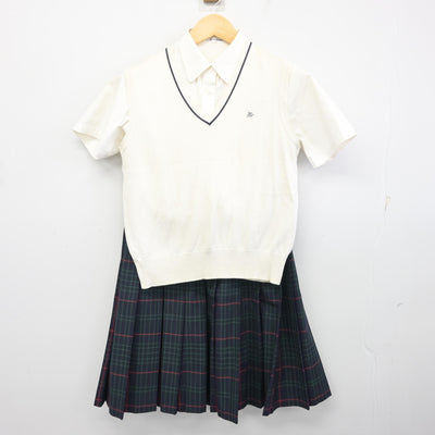 【中古】千葉県 千葉日本大学第一中学校・高等学校 女子制服 3点 (ニットベスト・シャツ・スカート) sf097703