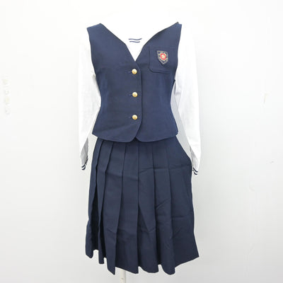 【中古】岡山県 就実高等学校 女子制服 4点 (ブレザー・ベスト・セーラー服・スカート) sf097713