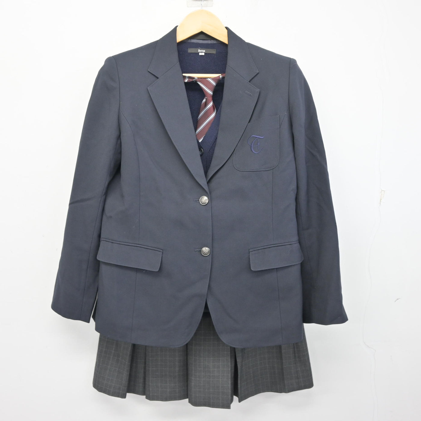 【中古】東京都 大成高等学校 女子制服 4点 (ブレザー・ニット・スカート) sf097723