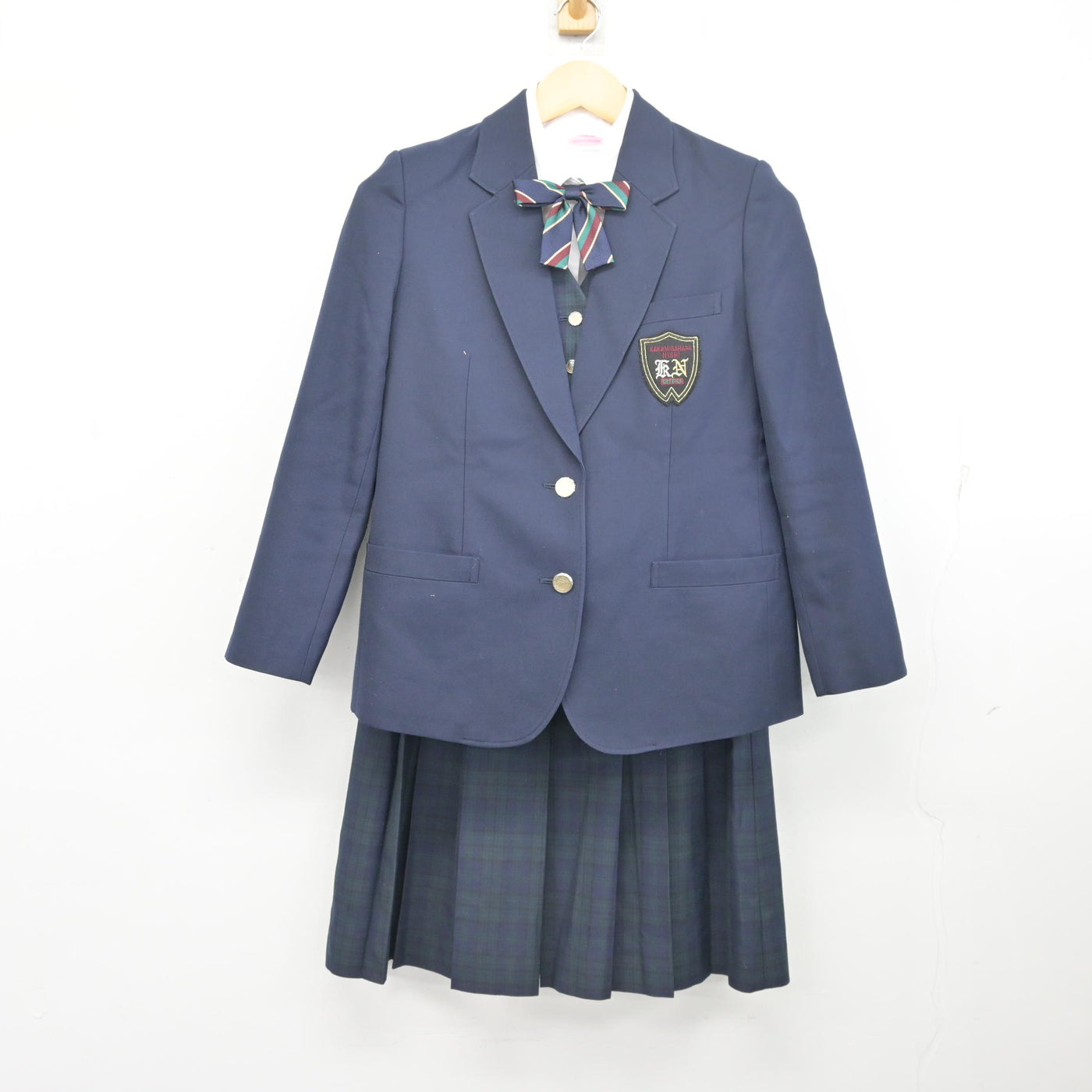 【中古】岐阜県 各務原西高等学校 女子制服 5点 (ブレザー・ベスト・シャツ・スカート) sf097731
