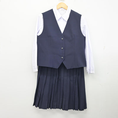 【中古】兵庫県 飾磨高等学校 女子制服 4点 (ブレザー・ベスト・シャツ・スカート) sf097740