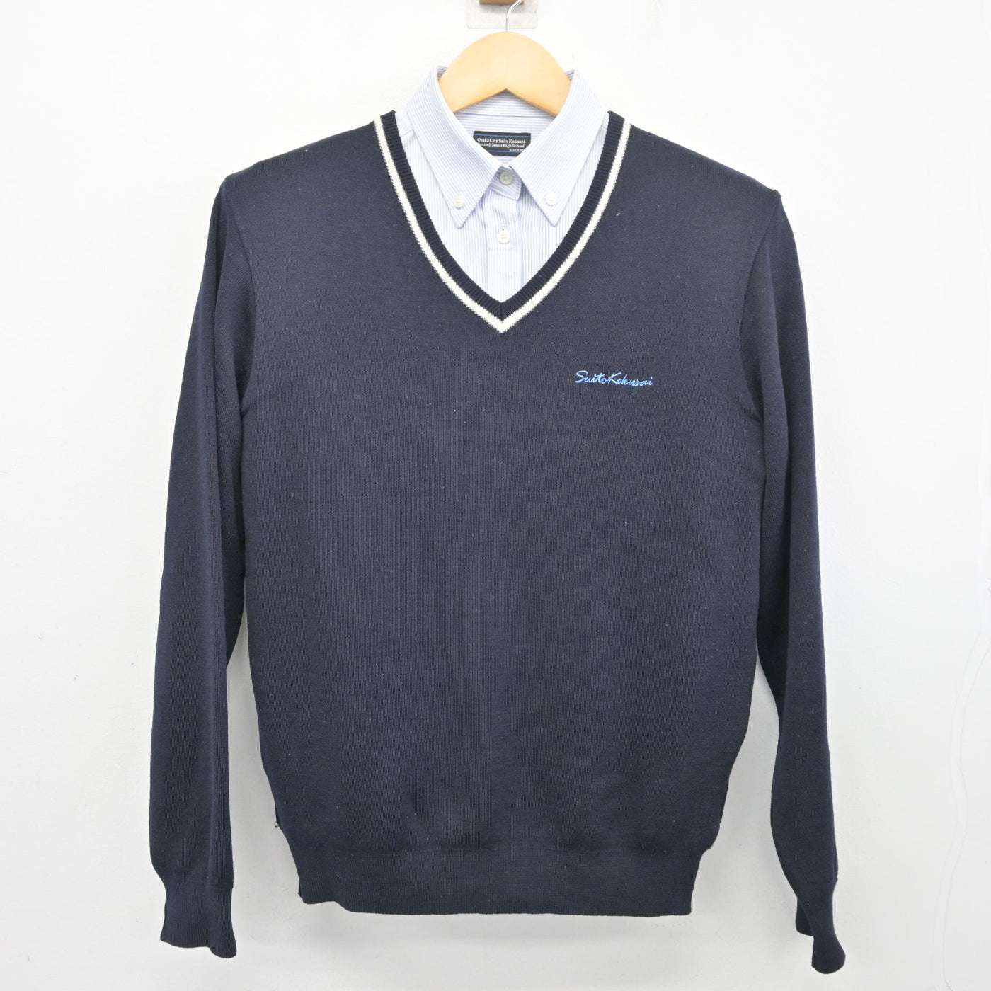 【中古】大阪府 水都国際高等学校 女子制服 2点 (ニット・シャツ) sf097978