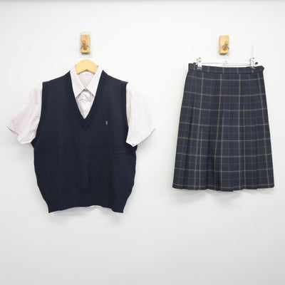 【中古】神奈川県 横浜清風高等学校 女子制服 3点 (ニットベスト・シャツ・スカート) sf098057