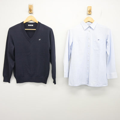 【中古】福岡県 古賀竟成館高等学校 女子制服 2点 (ニット・シャツ) sf098080