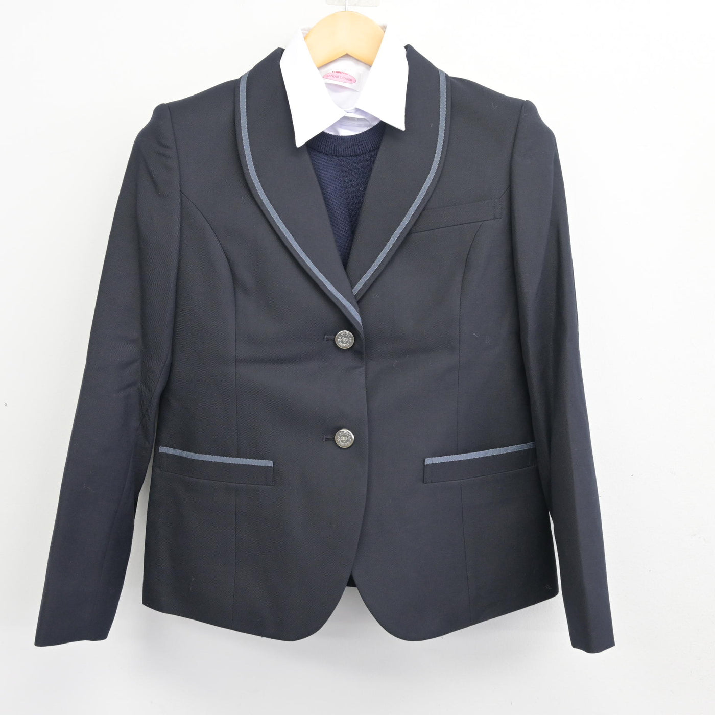 【中古】神奈川県 聖園女学院中学校・高等学校 女子制服 3点 (ブレザー・ニット・シャツ) sf098201