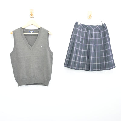 【中古】東京都 日本大学豊山女子高等学校 女子制服 2点 (ニットベスト・スカート) sf098229
