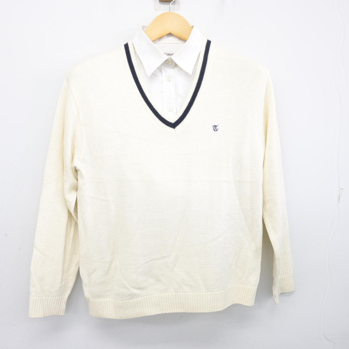 【中古】愛知県 名古屋経済大学高蔵高等学校 女子制服 2点 (ニット・シャツ) sf098251
