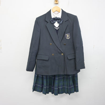 【中古】東京都 共栄学園中学高等学校 女子制服 6点 (ブレザー・ニット・シャツ・スカート) sf098372