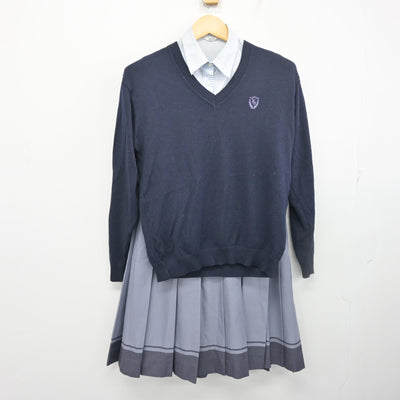 【中古】兵庫県 神戸野田高等学校 女子制服 3点 (ニット・シャツ・スカート) sf098410