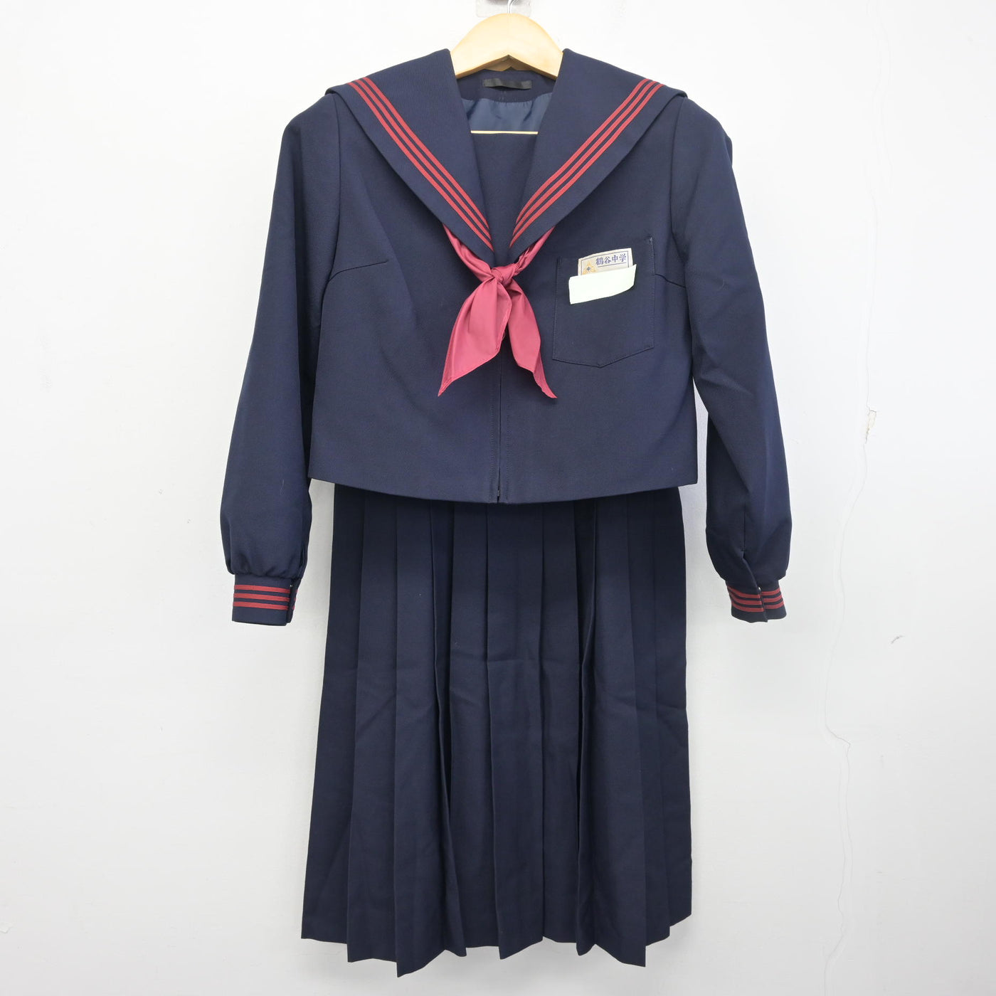 【中古】大分県 鶴谷中学校 女子制服 3点 (セーラー服・ジャンパースカート) sf098435