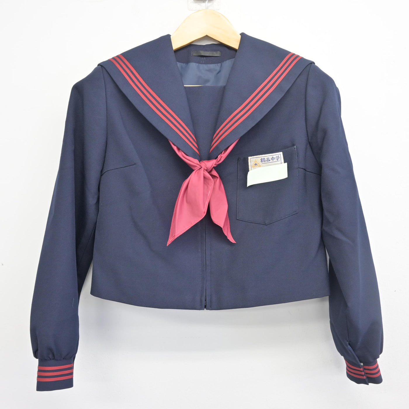 【中古】大分県 鶴谷中学校 女子制服 3点 (セーラー服・ジャンパースカート) sf098435