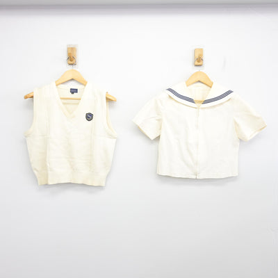 【中古】福岡県 博多女子高等学校 女子制服 2点 (ニットベスト・セーラー服) sf098459