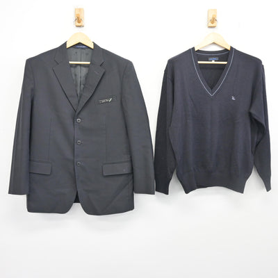 【中古】茨城県 結城第一高等学校 男子制服 3点 (ブレザー・ニット・ズボン) sf098553