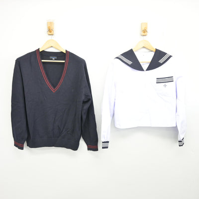 【中古】茨城県 鉾田第二高等学校 女子制服 2点 (ニット・セーラー服) sf098646