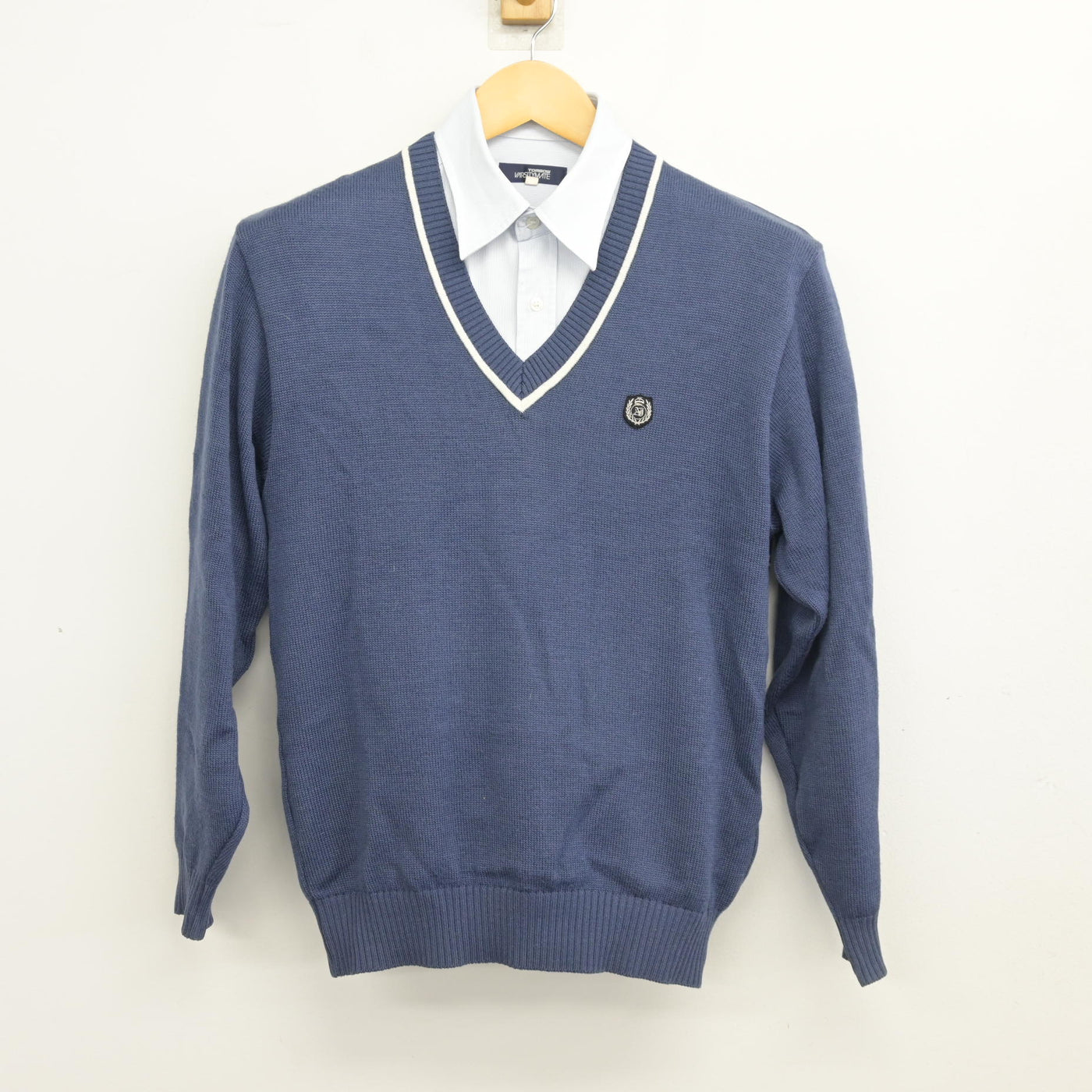 【中古】北海道 札幌英藍高等学校 男子制服 2点 (ニット・シャツ) sf098757