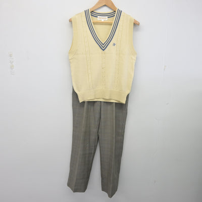 【中古】大阪府 登美丘高等学校 男子制服 3点 (ブレザー・ニットベスト・ズボン) sf098762