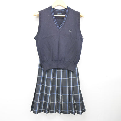【中古】神奈川県 寒川高等学校 女子制服 4点 (ブレザー・ニットベスト・スカート) sf098802