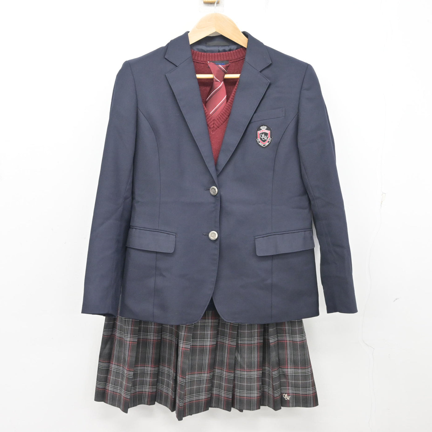 【中古】岡山県 総社南高等学校 女子制服 4点 (ブレザー・ニットベスト・スカート) sf098912