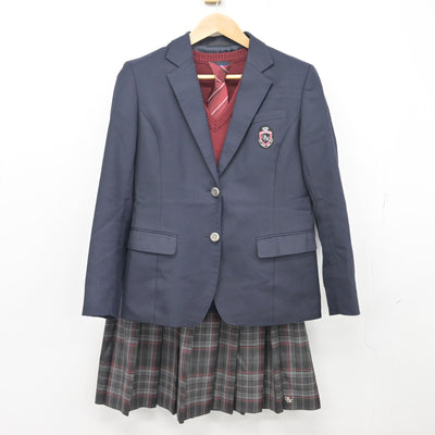 【中古】岡山県 総社南高等学校 女子制服 4点 (ブレザー・ニットベスト・スカート) sf098912