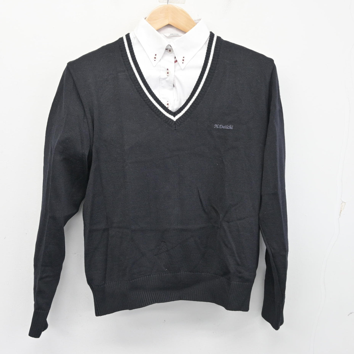 【中古】新潟県 新潟第一高等学校 女子制服 2点 (ニット・シャツ) sf098948