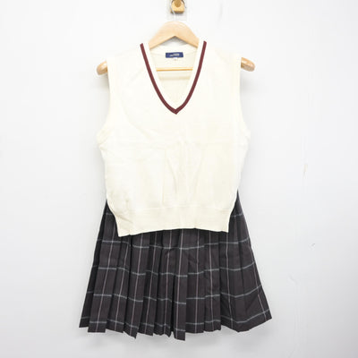 【中古】秋田県 秋田令和高等学校 女子制服 4点 (ブレザー・ニットベスト・スカート) sf098981