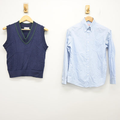 【中古】高知県 高知東高等学校 女子制服 2点 (ニットベスト・シャツ) sf098995