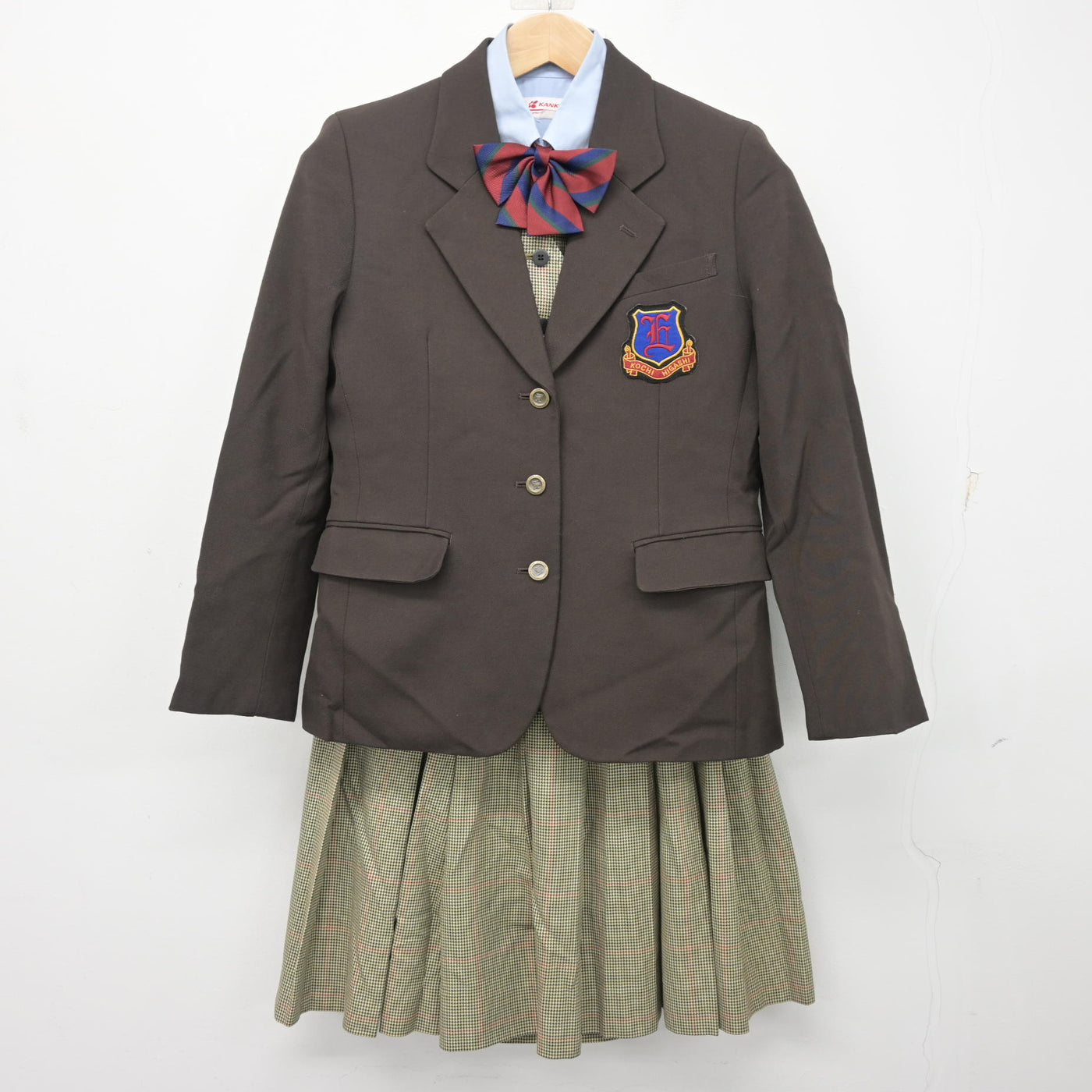 【中古】高知県 高知東高等学校 女子制服 5点 (ブレザー・ベスト・シャツ・スカート) sf098996