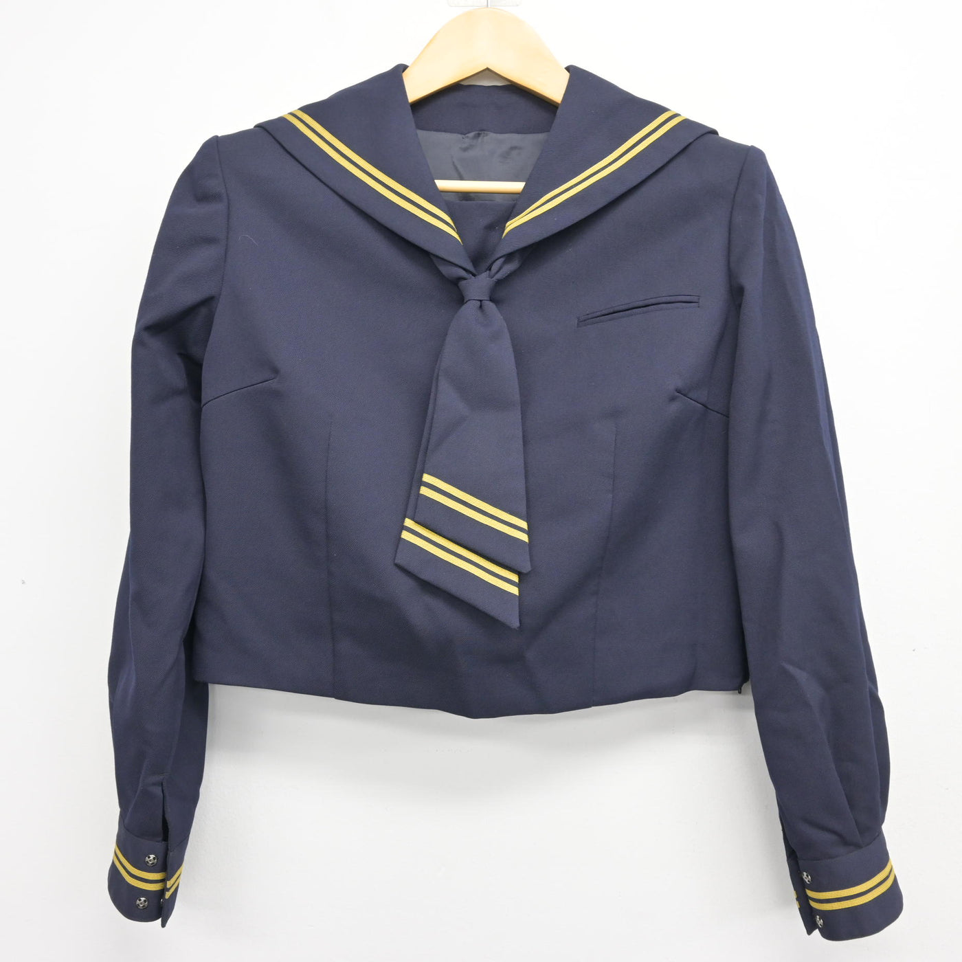 【中古】神奈川県 鶴嶺中学校 女子制服 3点 (セーラー服・ジャンパースカート) sf099005