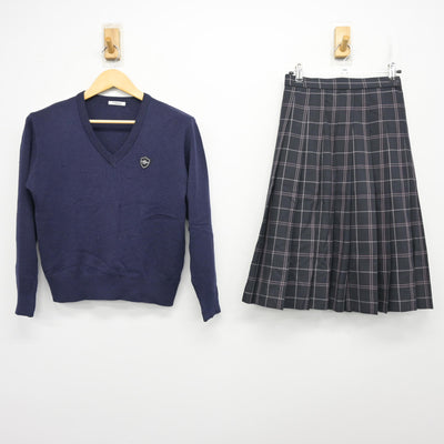 【中古】福岡県 須恵高等学校 女子制服 2点 (ニット・スカート) sf099008