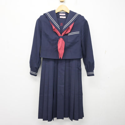 【中古】熊本県 嘉島中学校 女子制服 3点 (セーラー服・ジャンパースカート) sf099035