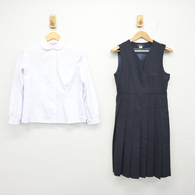 【中古】熊本県 嘉島中学校 女子制服 2点 (シャツ・ジャンパースカート) sf099036