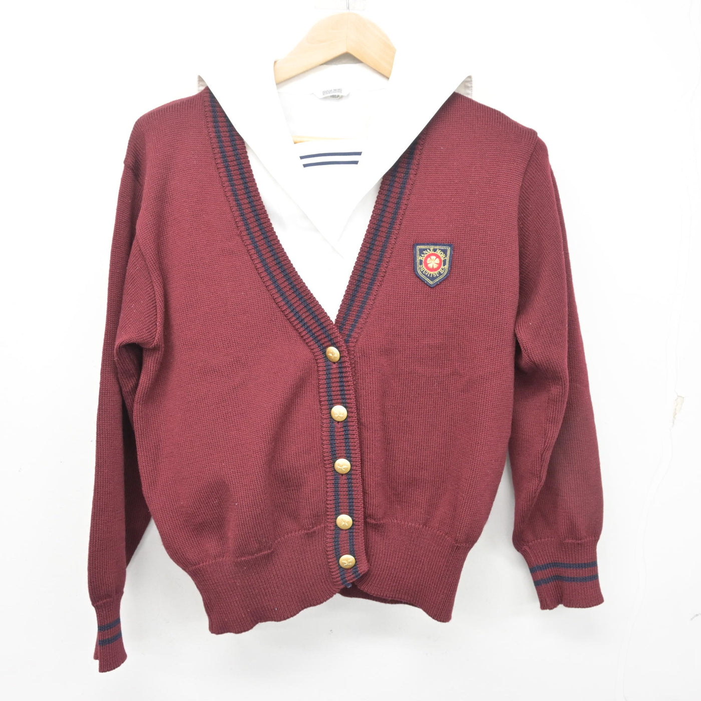 【中古】岡山県 就実高等学校 女子制服 2点 (ニット・ブラウス) sf099048