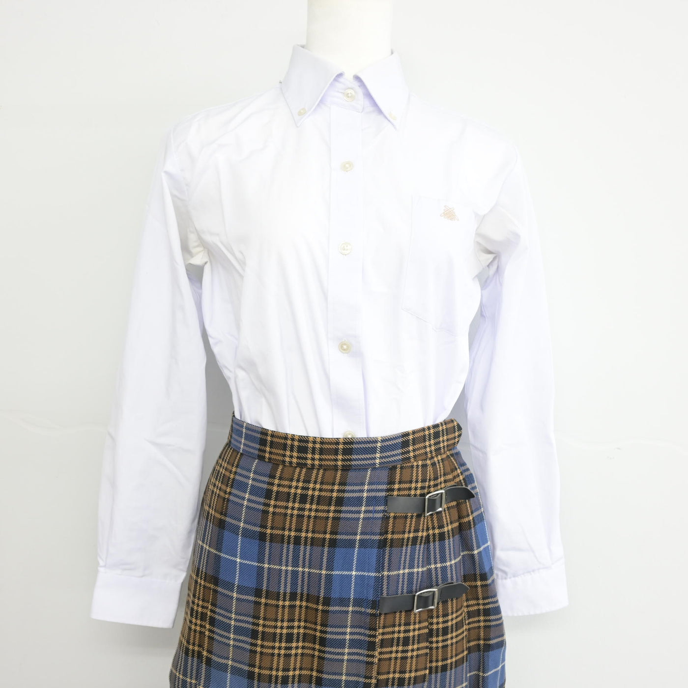 【中古】岡山県 岡山学芸館高等高校 女子制服 5点 (ブレザー・ニットベスト・シャツ・スカート) sf099225