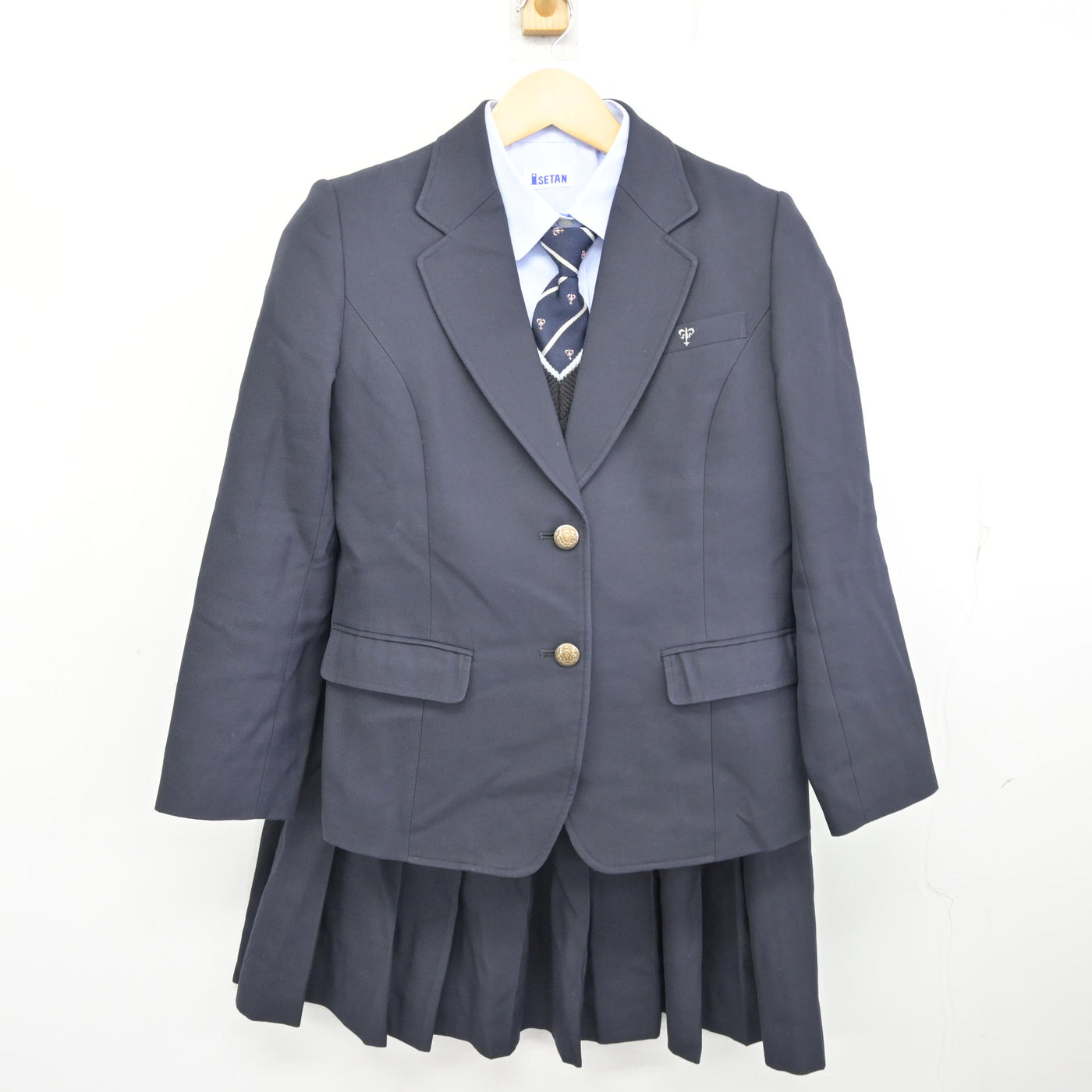 【中古】東京都 日本大学鶴ヶ丘高等学校 女子制服 5点 (ブレザー・ニット・シャツ・スカート) sf099561