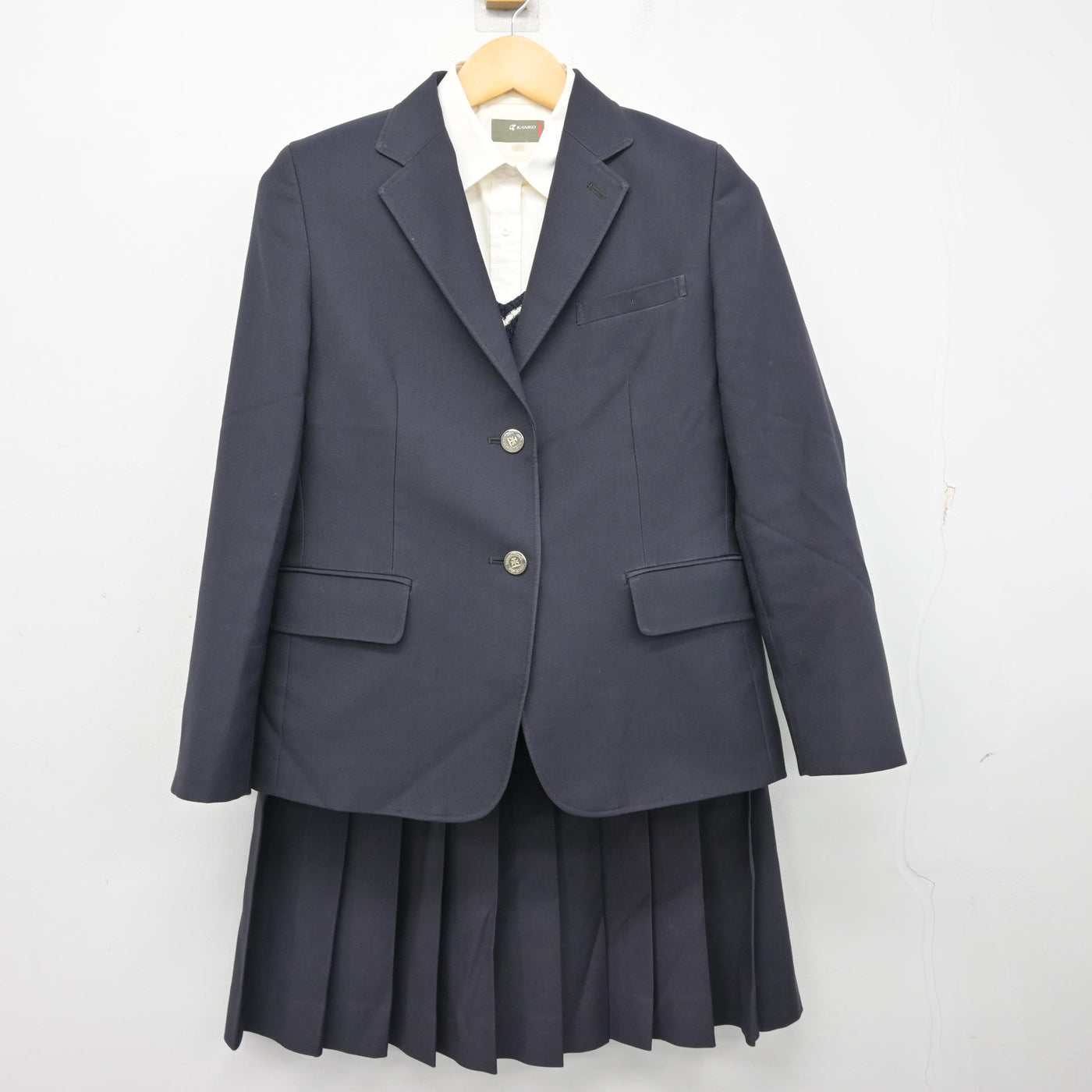 【中古】北海道 北海道札幌工業高等学校 女子制服 4点 (ブレザー・ニットベスト・シャツ・スカート) sf099570